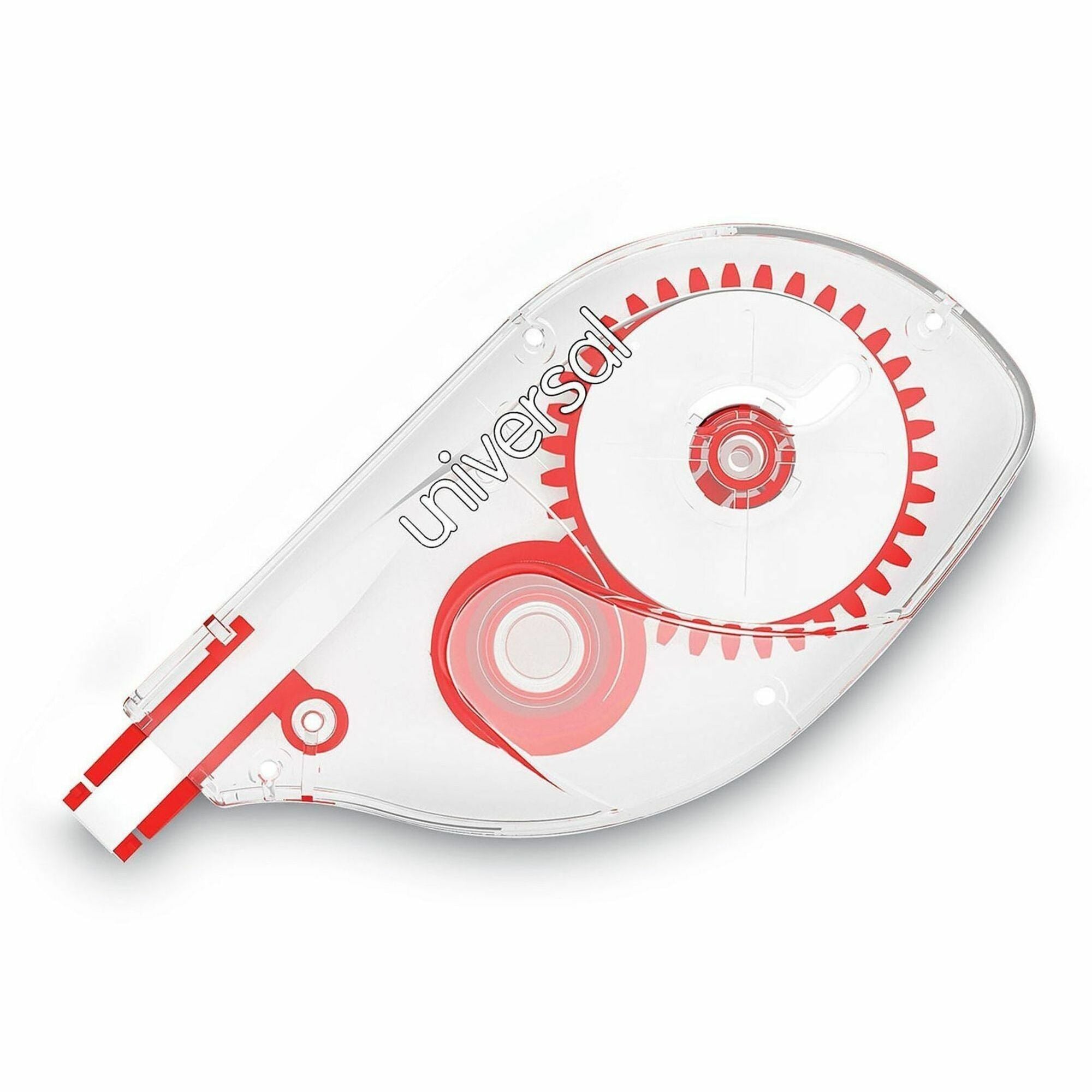 Side-Application Correction Tape, Transparent Gray/Red Applicator, 0.2" x 393", 2/Pack