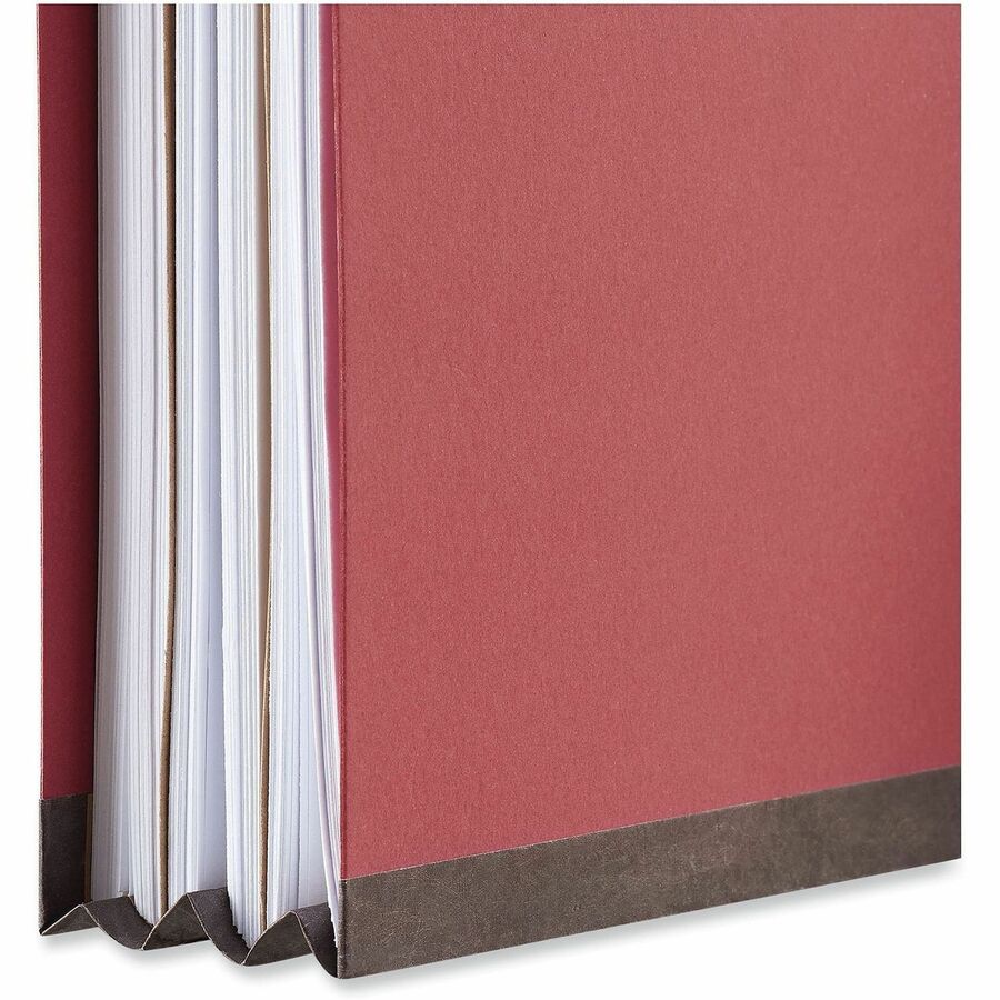 Four-Section Pressboard Classification Folders, 2" Expansion, 1 Divider, 4 Fasteners, Letter Size, Red Exterior, 10/Box