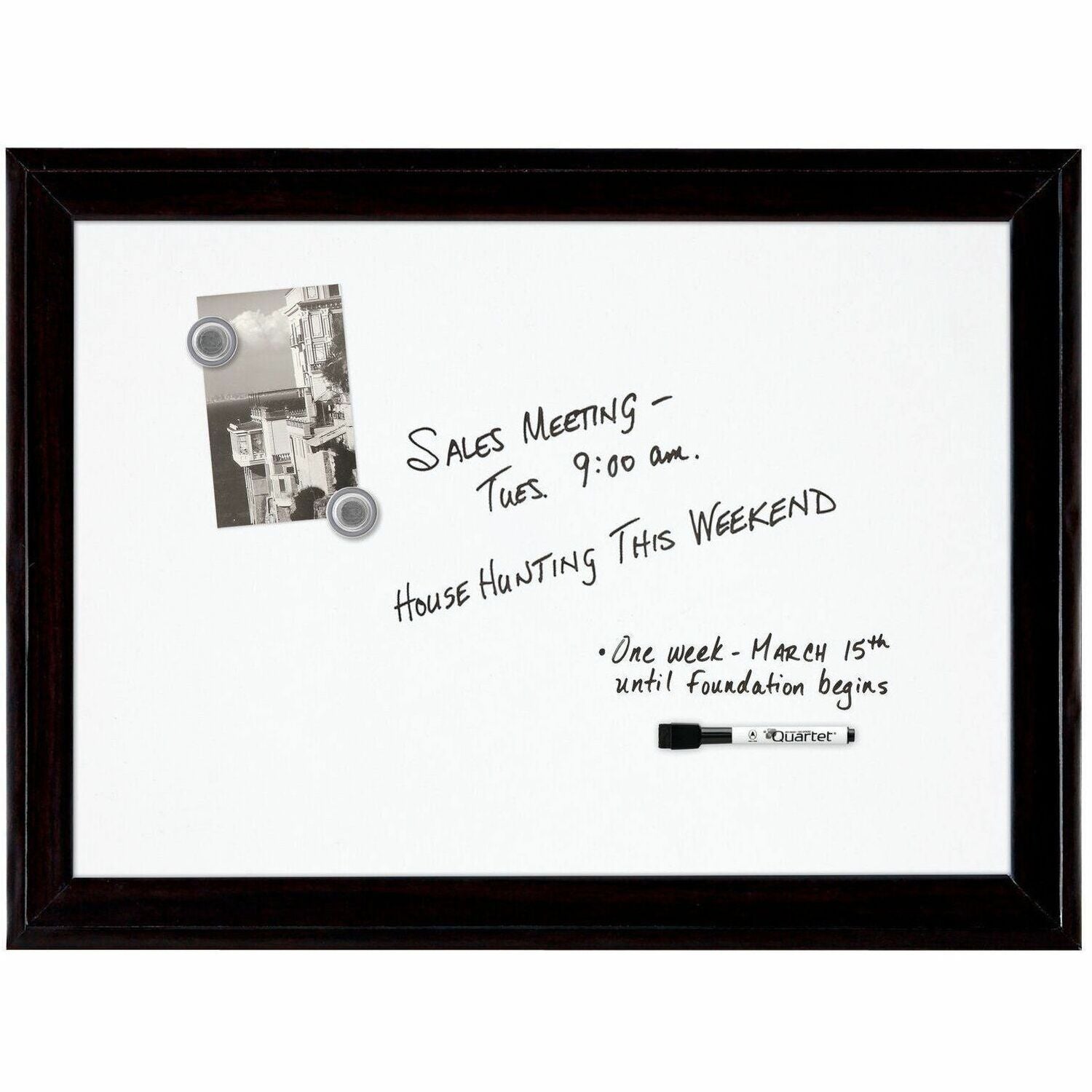 Home Decor Magnetic Dry Erase Board, 23 x 17, White Surface, Black Wood Frame
