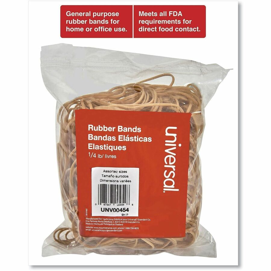 Rubber Bands, Size 54 (Assorted), Assorted Gauges, Beige, 4 oz Box