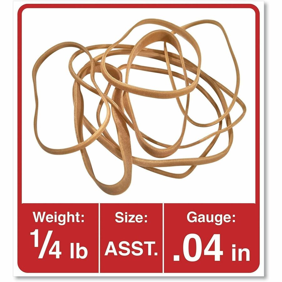 Rubber Bands, Size 54 (Assorted), Assorted Gauges, Beige, 4 oz Box