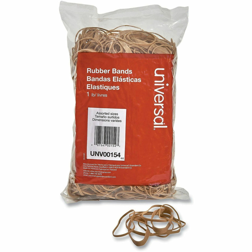 Rubber Bands, Size 54 (Assorted), Assorted Gauges, Beige, 1 lb Box
