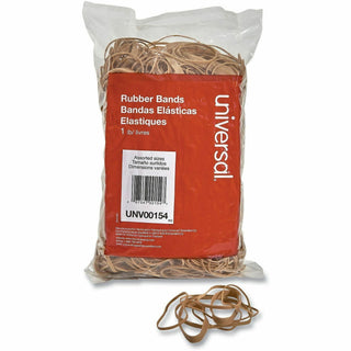 Rubber Bands, Size 54 (Assorted), Assorted Gauges, Beige, 1 lb Box