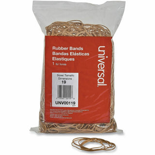 Rubber Bands, Size 19, 0.04" Gauge, Beige, 1 lb Bag, 1,240/Pack