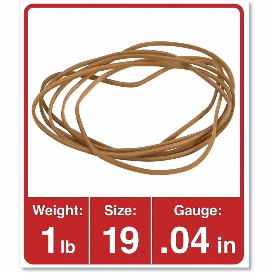 Rubber Bands, Size 19, 0.04" Gauge, Beige, 1 lb Bag, 1,240/Pack