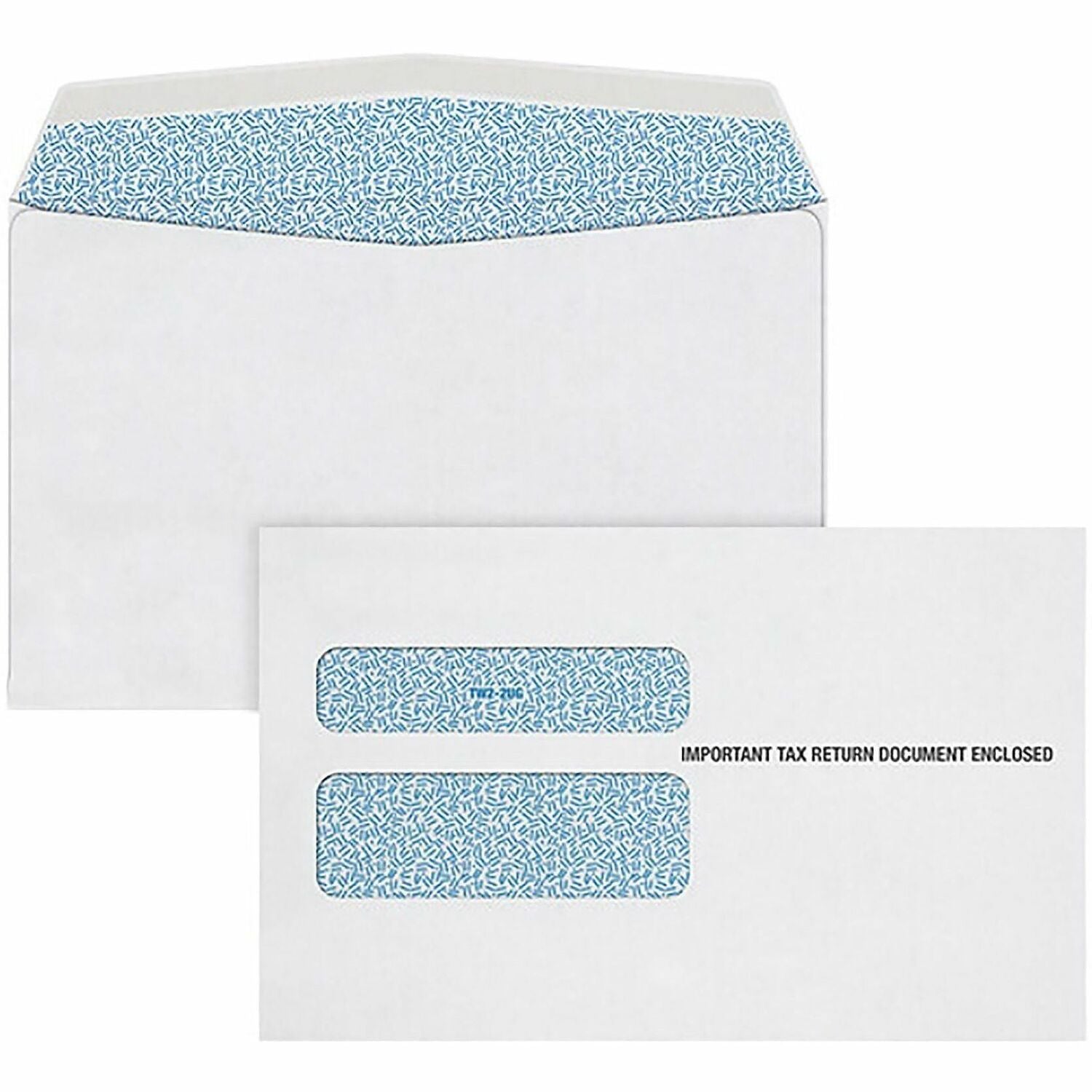 W-2 Gummed Seal Double-Window Envelopes, Commercial Flap, Gummed Closure, 5.63 x 9, White, 24/Pack