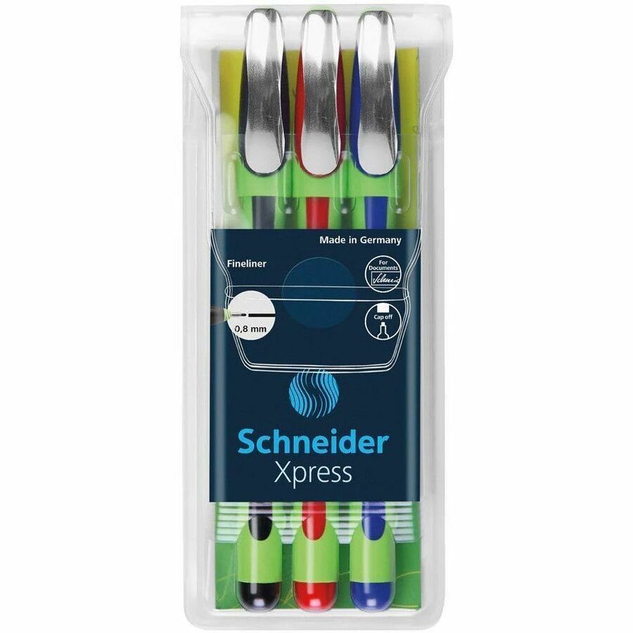 Xpress Fineliner Porous Point Pen, Stick, Medium 0.8 mm, Assorted Ink and Barrel Colors, 3/Pack