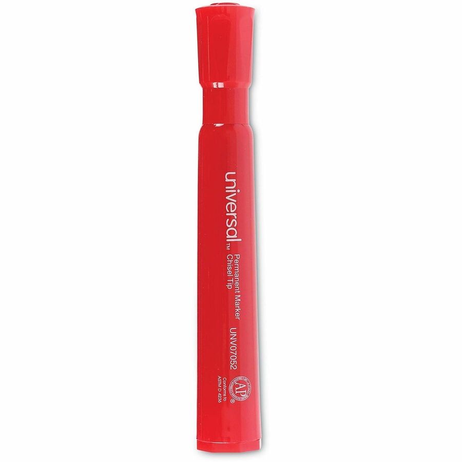 Chisel Tip Permanent Marker, Broad Chisel Tip, Red, Dozen