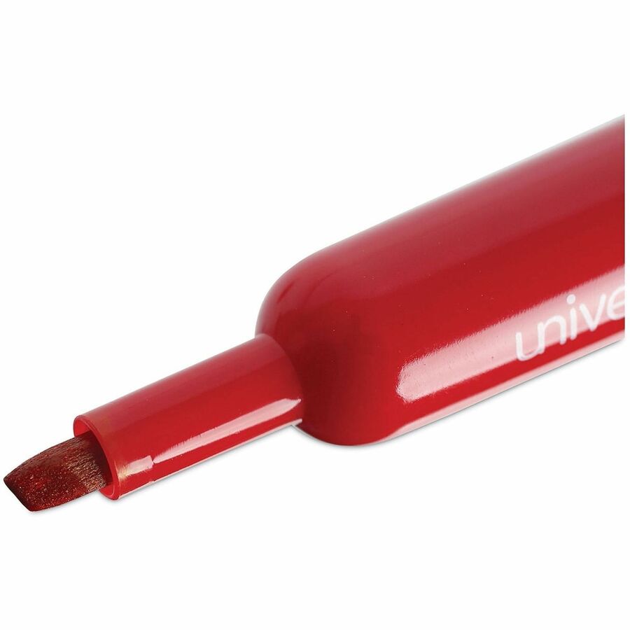 Chisel Tip Permanent Marker, Broad Chisel Tip, Red, Dozen
