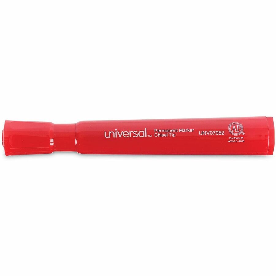 Chisel Tip Permanent Marker, Broad Chisel Tip, Red, Dozen