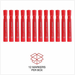 Chisel Tip Permanent Marker, Broad Chisel Tip, Red, Dozen
