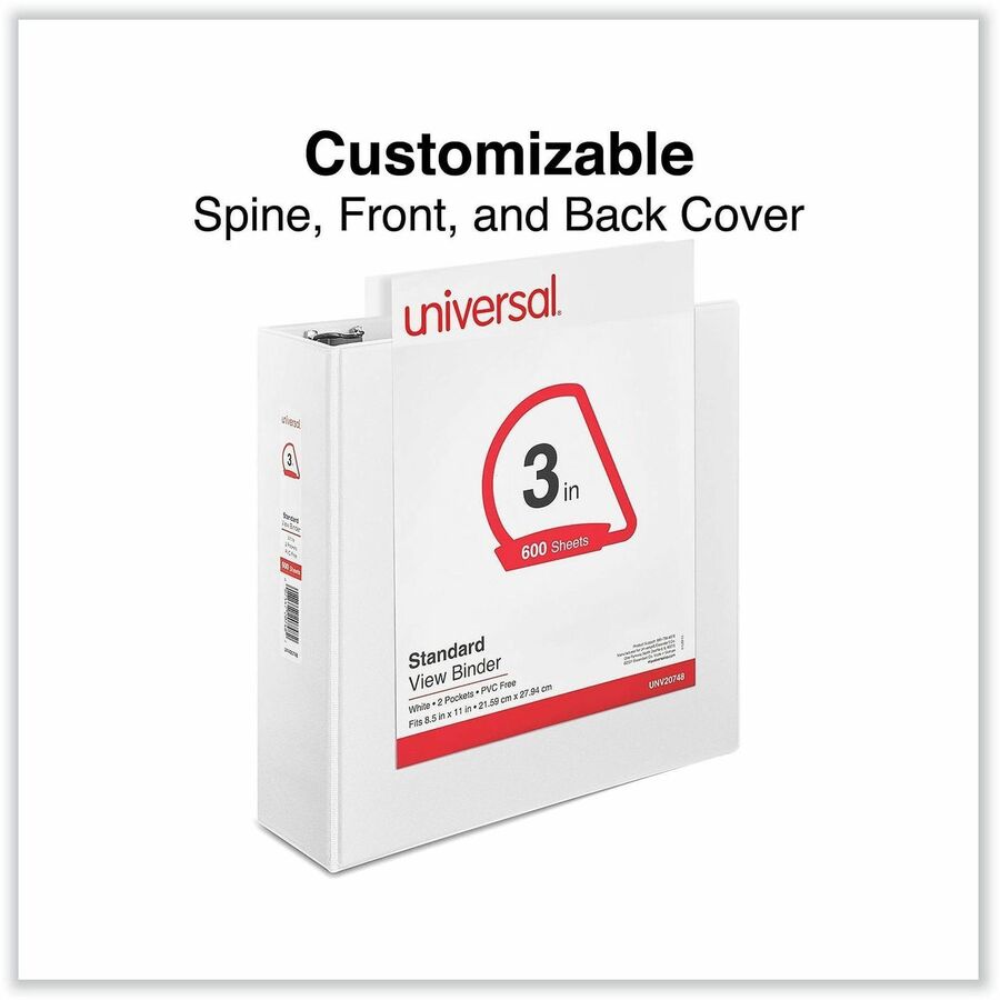 Slant D-Ring View Binder, 3 Rings, 3" Capacity, 11 x 8.5, White