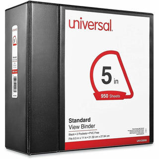 Slant D-Ring View Binder, 3 Rings, 5" Capacity, 11 x 8.5, Black