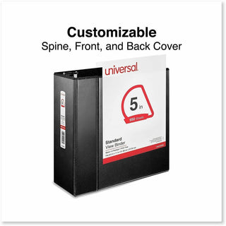 Slant D-Ring View Binder, 3 Rings, 5" Capacity, 11 x 8.5, Black