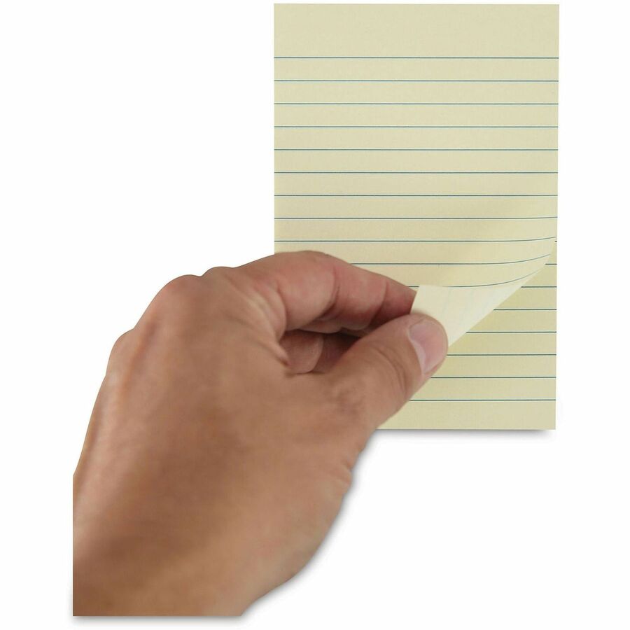 Recycled Self-Stick Note Pads, Note Ruled, 4" x 6", Yellow, 100 Sheets/Pad, 12 Pads/Pack