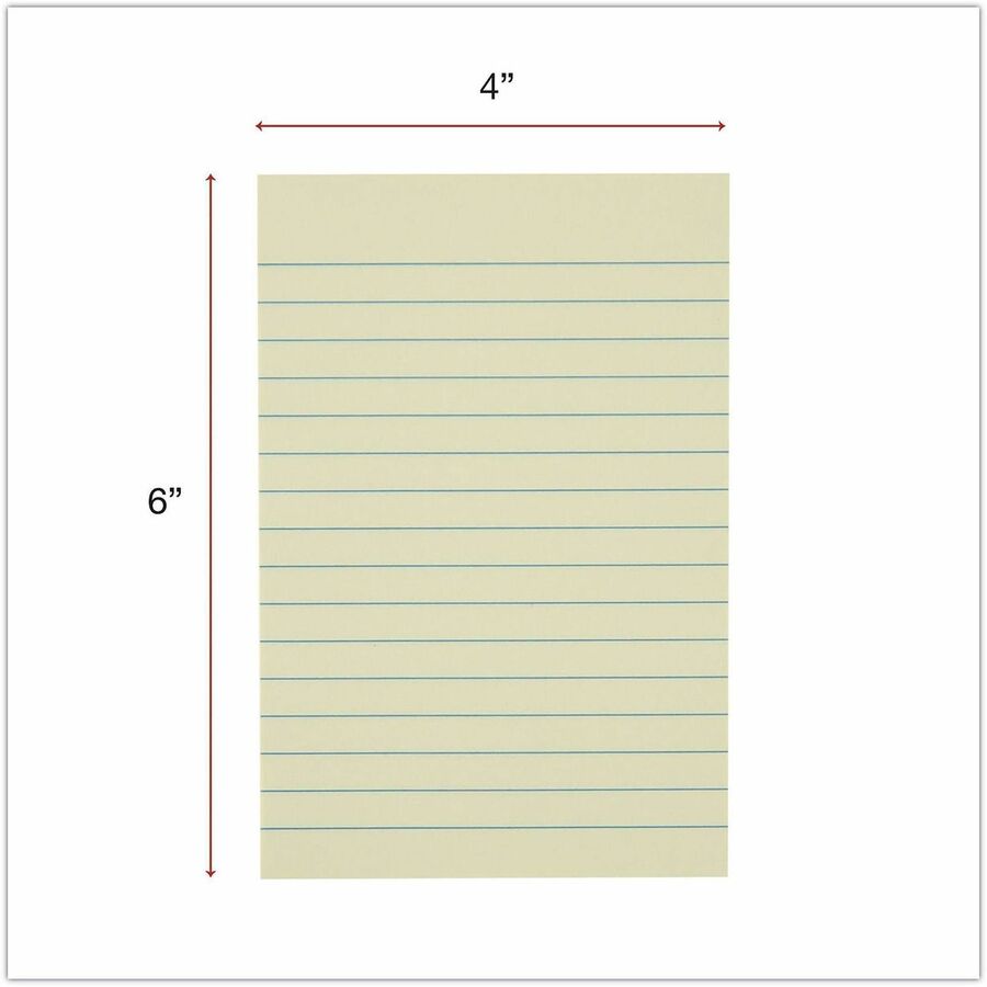 Recycled Self-Stick Note Pads, Note Ruled, 4" x 6", Yellow, 100 Sheets/Pad, 12 Pads/Pack