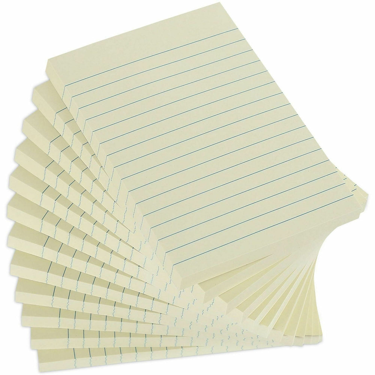 Recycled Self-Stick Note Pads, Note Ruled, 4" x 6", Yellow, 100 Sheets/Pad, 12 Pads/Pack