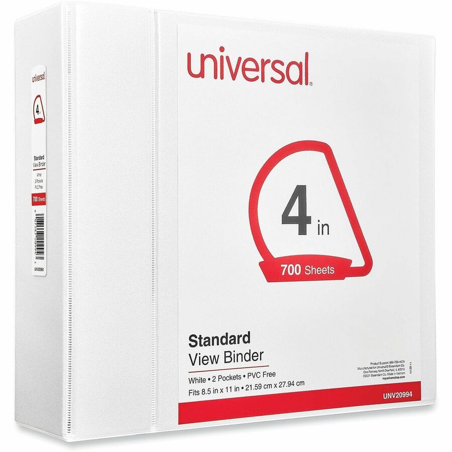 Slant D-Ring View Binder, 3 Rings, 4" Capacity, 11 x 8.5, White