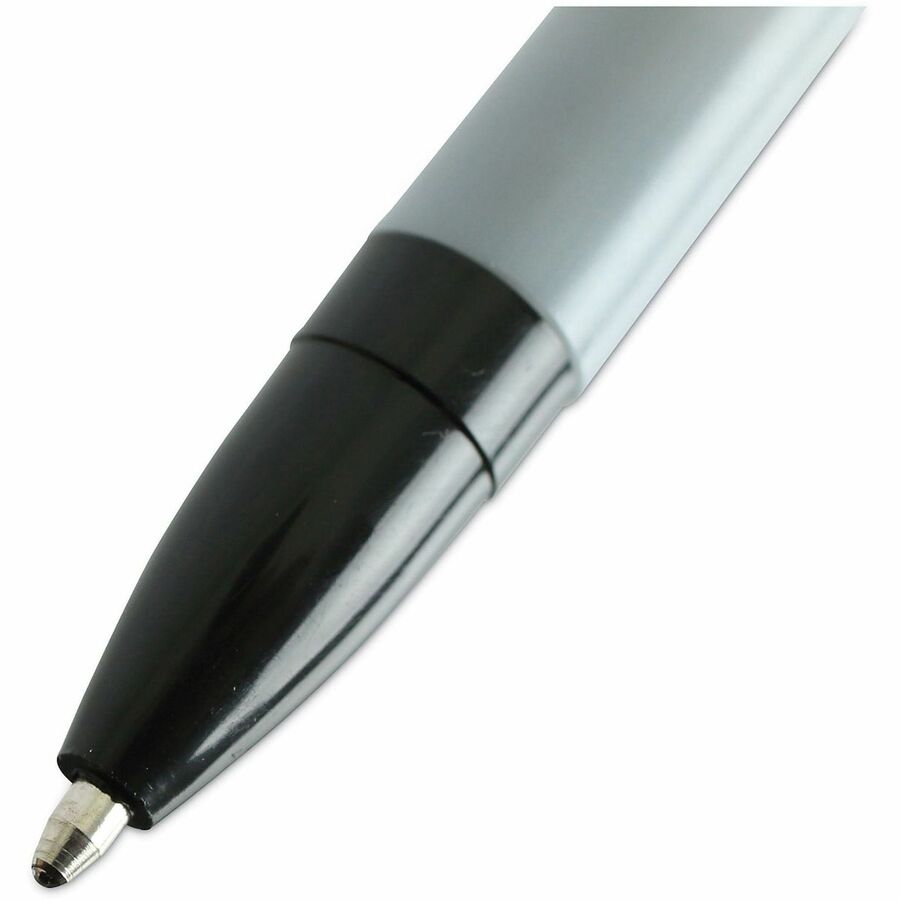 Ballpoint Pen, Stick, Medium 1 mm, Black Ink, Gray/Black Barrel, Dozen