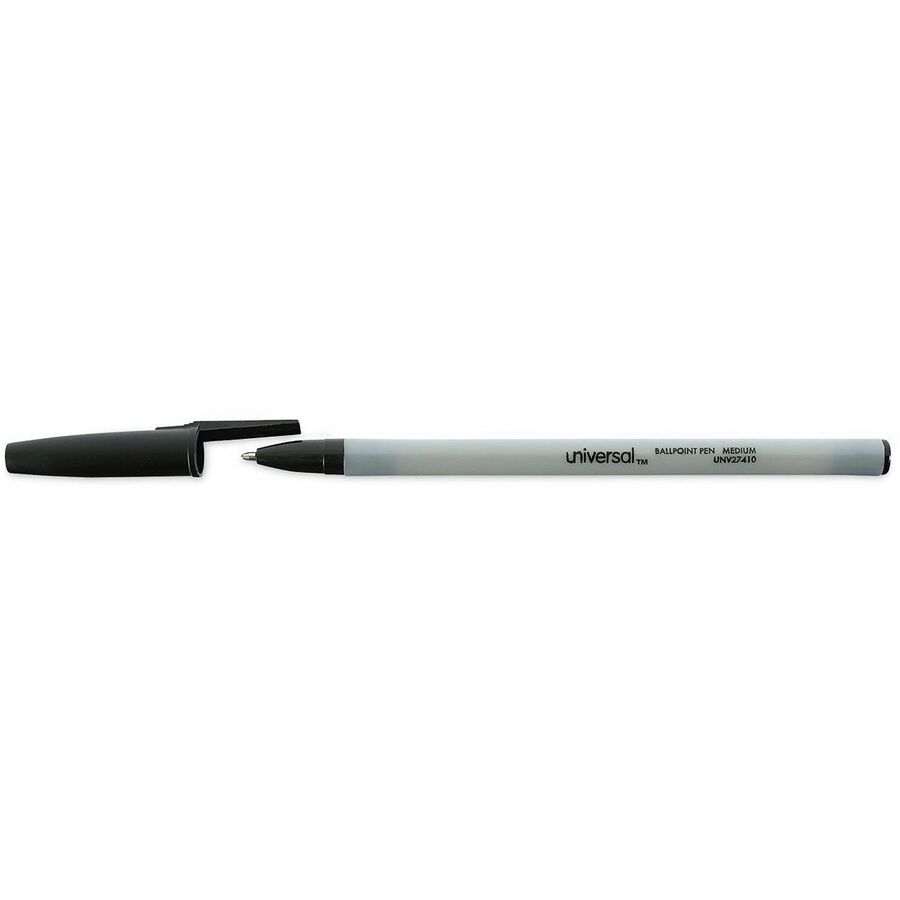 Ballpoint Pen, Stick, Medium 1 mm, Black Ink, Gray/Black Barrel, Dozen