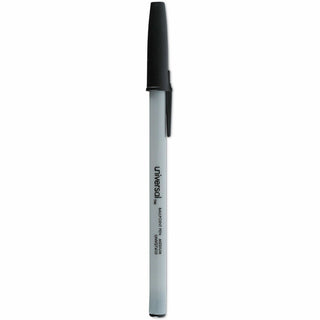 Ballpoint Pen, Stick, Medium 1 mm, Black Ink, Gray/Black Barrel, Dozen
