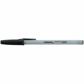 Ballpoint Pen, Stick, Medium 1 mm, Black Ink, Gray/Black Barrel, Dozen