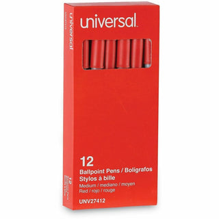Ballpoint Pen, Stick, Medium 1 mm, Red Ink, Gray/Red Barrel, Dozen