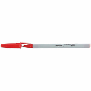 Ballpoint Pen, Stick, Medium 1 mm, Red Ink, Gray/Red Barrel, Dozen