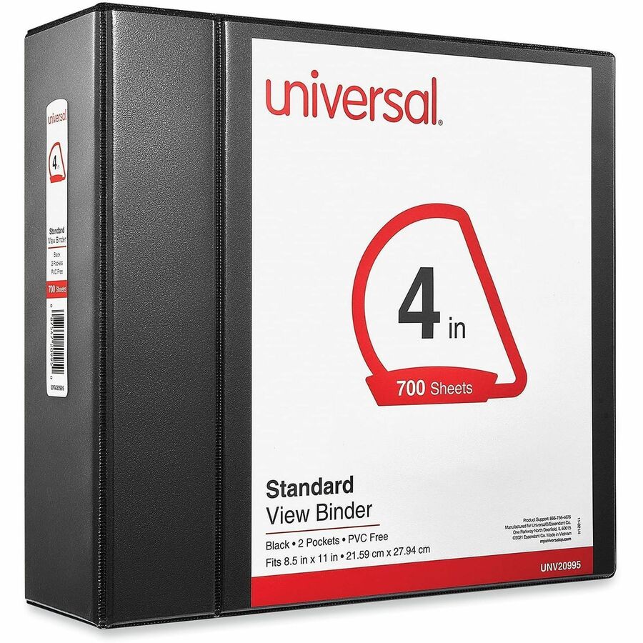 Slant D-Ring View Binder, 3 Rings, 4" Capacity, 11 x 8.5, Black