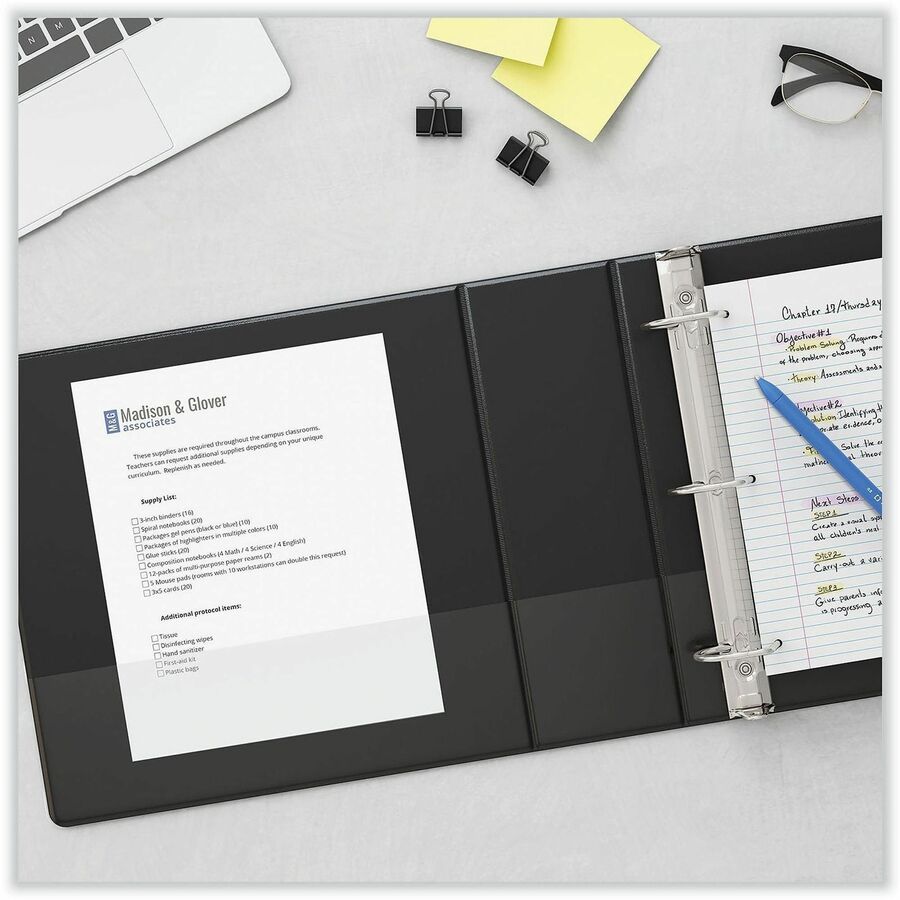 Slant D-Ring View Binder, 3 Rings, 4" Capacity, 11 x 8.5, Black