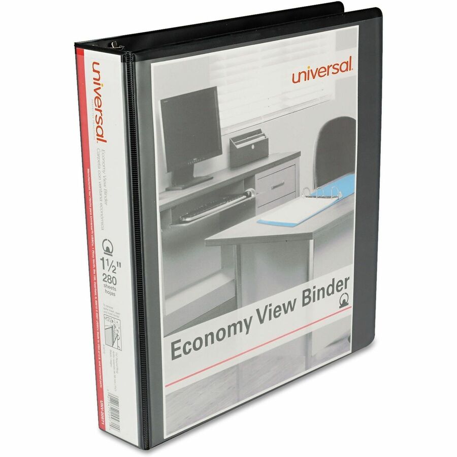Economy Round Ring View Binder, 3 Rings, 1.5" Capacity, 11 x 8.5, Black
