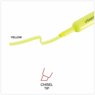 Desk Highlighters, Fluorescent Yellow Ink, Chisel Tip, Yellow Barrel, Dozen