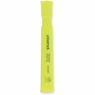 Desk Highlighters, Fluorescent Yellow Ink, Chisel Tip, Yellow Barrel, Dozen