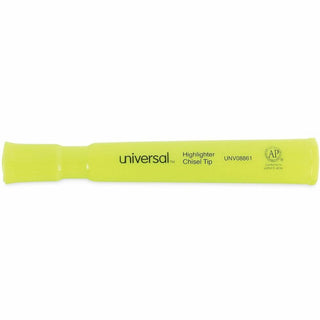Desk Highlighters, Fluorescent Yellow Ink, Chisel Tip, Yellow Barrel, Dozen