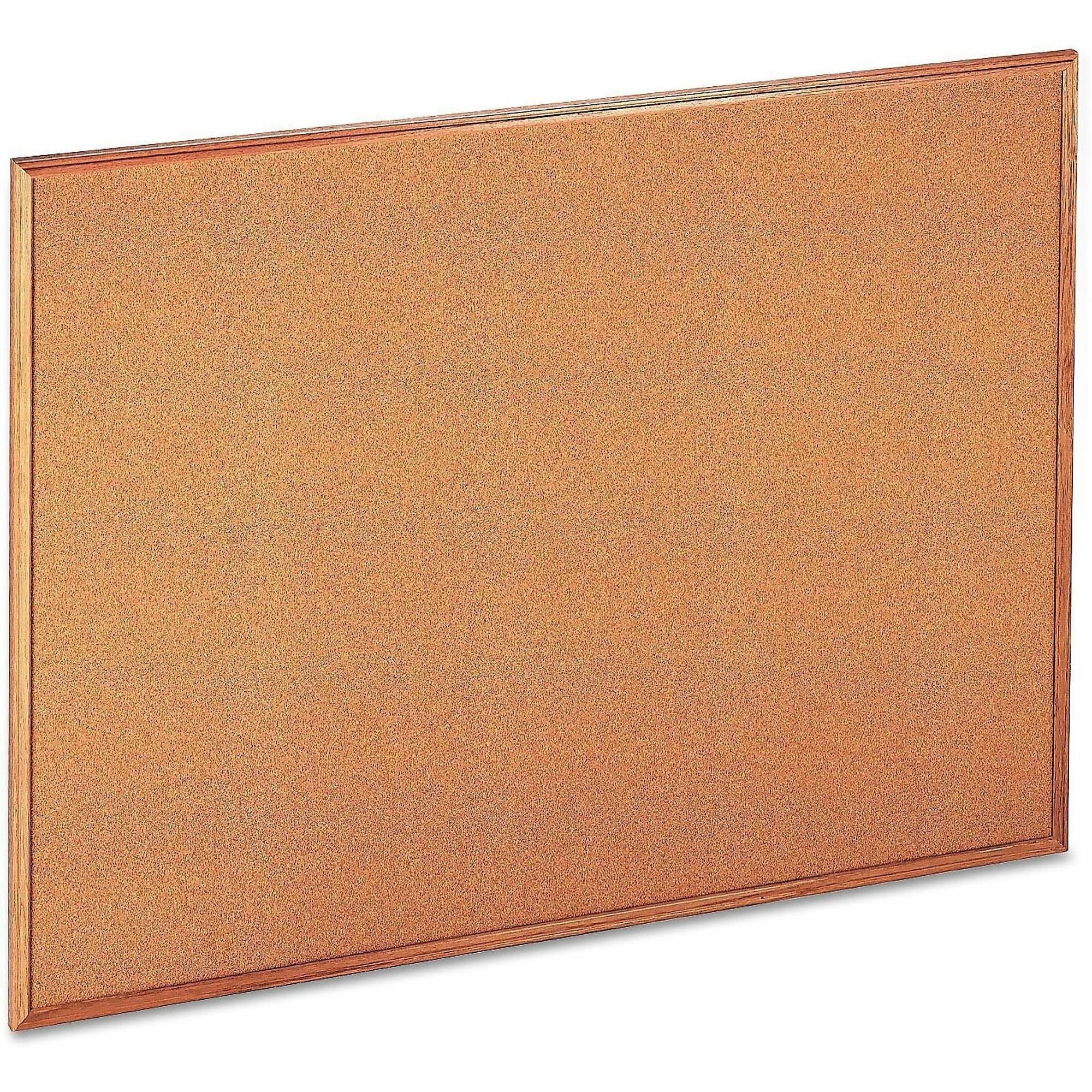 Cork Board with Oak Style Frame, 48 x 36, Tan Surface
