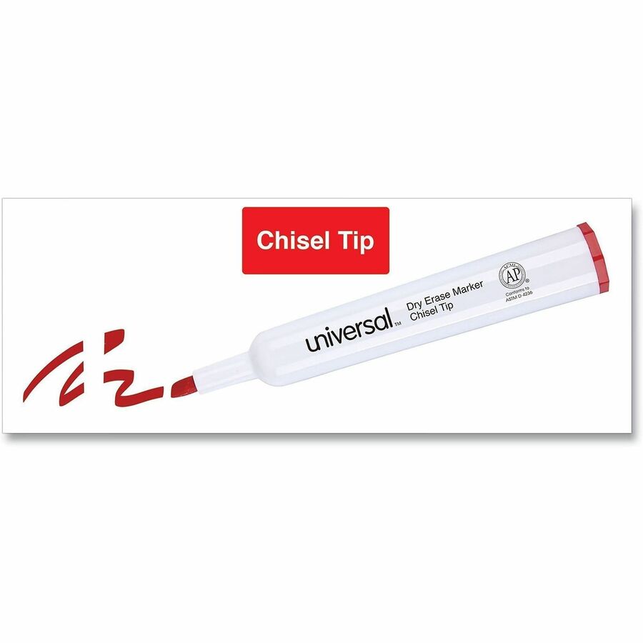 Dry Erase Marker, Broad Chisel Tip, Red, Dozen