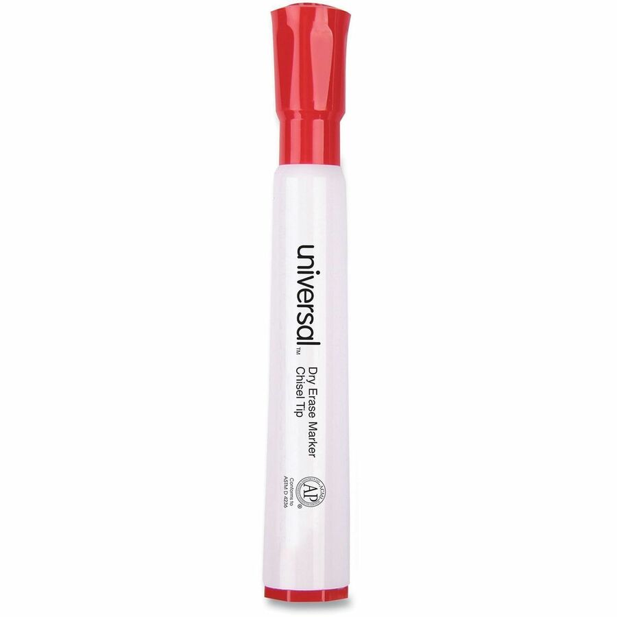 Dry Erase Marker, Broad Chisel Tip, Red, Dozen