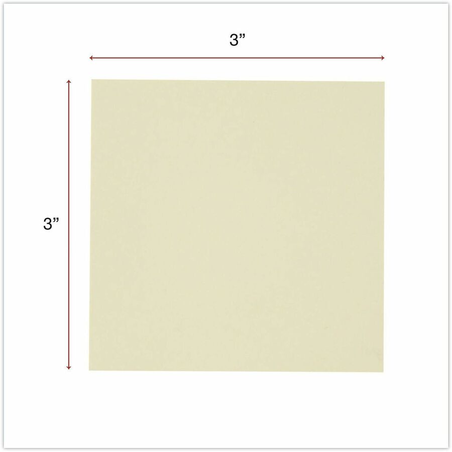 Recycled Self-Stick Note Pads, 3" x 3", Yellow, 100 Sheets/Pad, 18 Pads/Pack