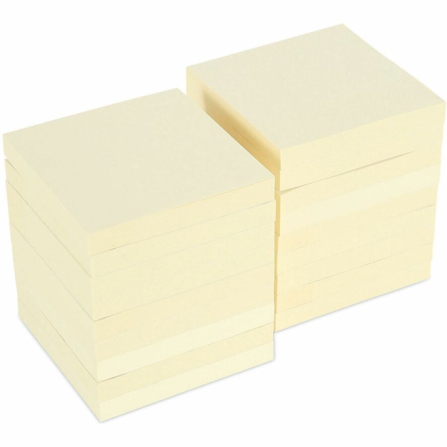 Recycled Self-Stick Note Pads, 3" x 3", Yellow, 100 Sheets/Pad, 18 Pads/Pack