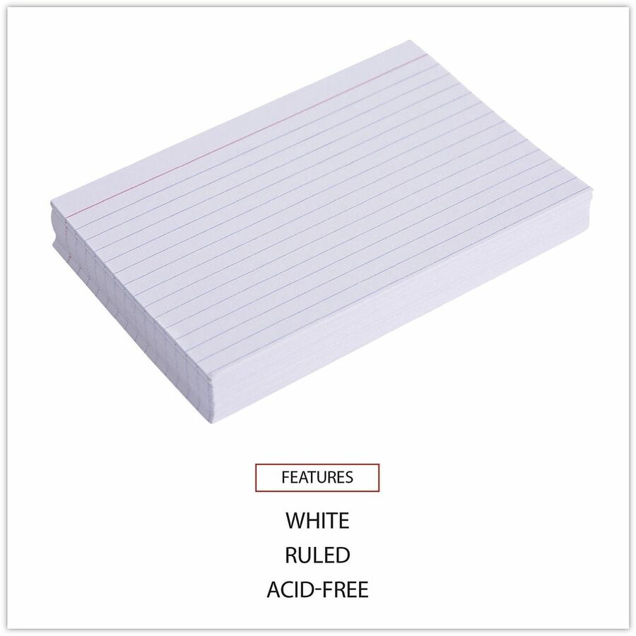 Ruled Index Cards, 4 x 6, White, 100/Pack