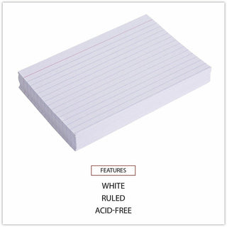 Ruled Index Cards, 4 x 6, White, 100/Pack