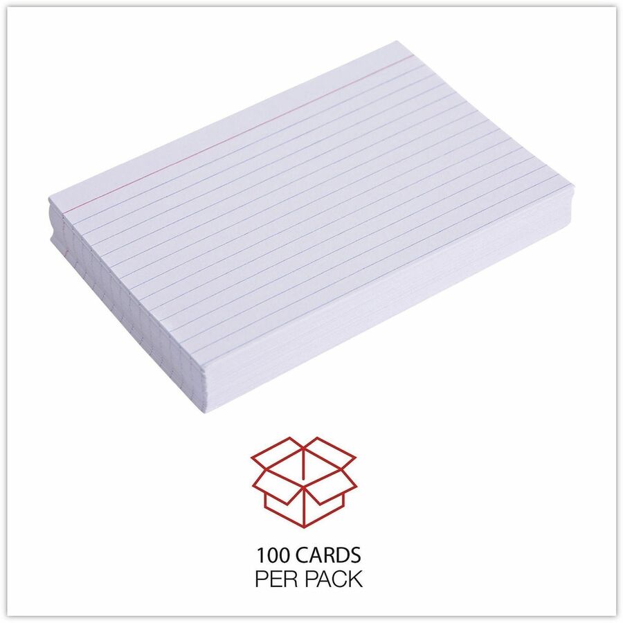 Ruled Index Cards, 4 x 6, White, 100/Pack