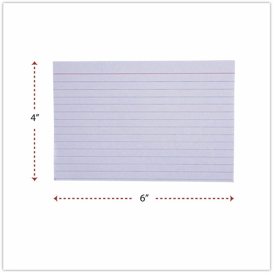 Ruled Index Cards, 4 x 6, White, 100/Pack