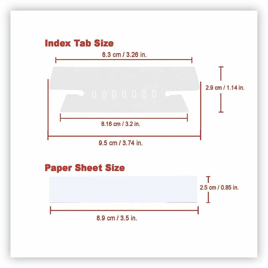 Hanging File Folder Plastic Index Tabs, 1/3-Cut, Clear, 3.7" Wide, 25/Pack