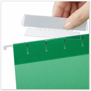 Hanging File Folder Plastic Index Tabs, 1/3-Cut, Clear, 3.7" Wide, 25/Pack