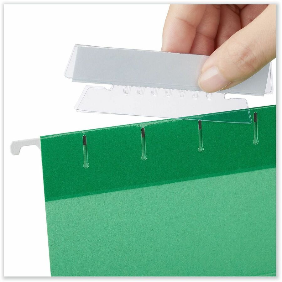 Hanging File Folder Plastic Index Tabs, 1/3-Cut, Clear, 3.7" Wide, 25/Pack