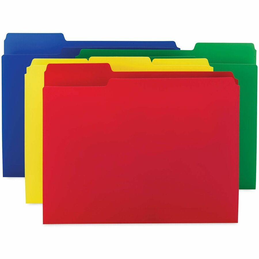 Top Tab Poly Colored File Folders, 1/3-Cut Tabs: Assorted, Letter Size, 0.75" Expansion, Assorted Colors,12/Pack