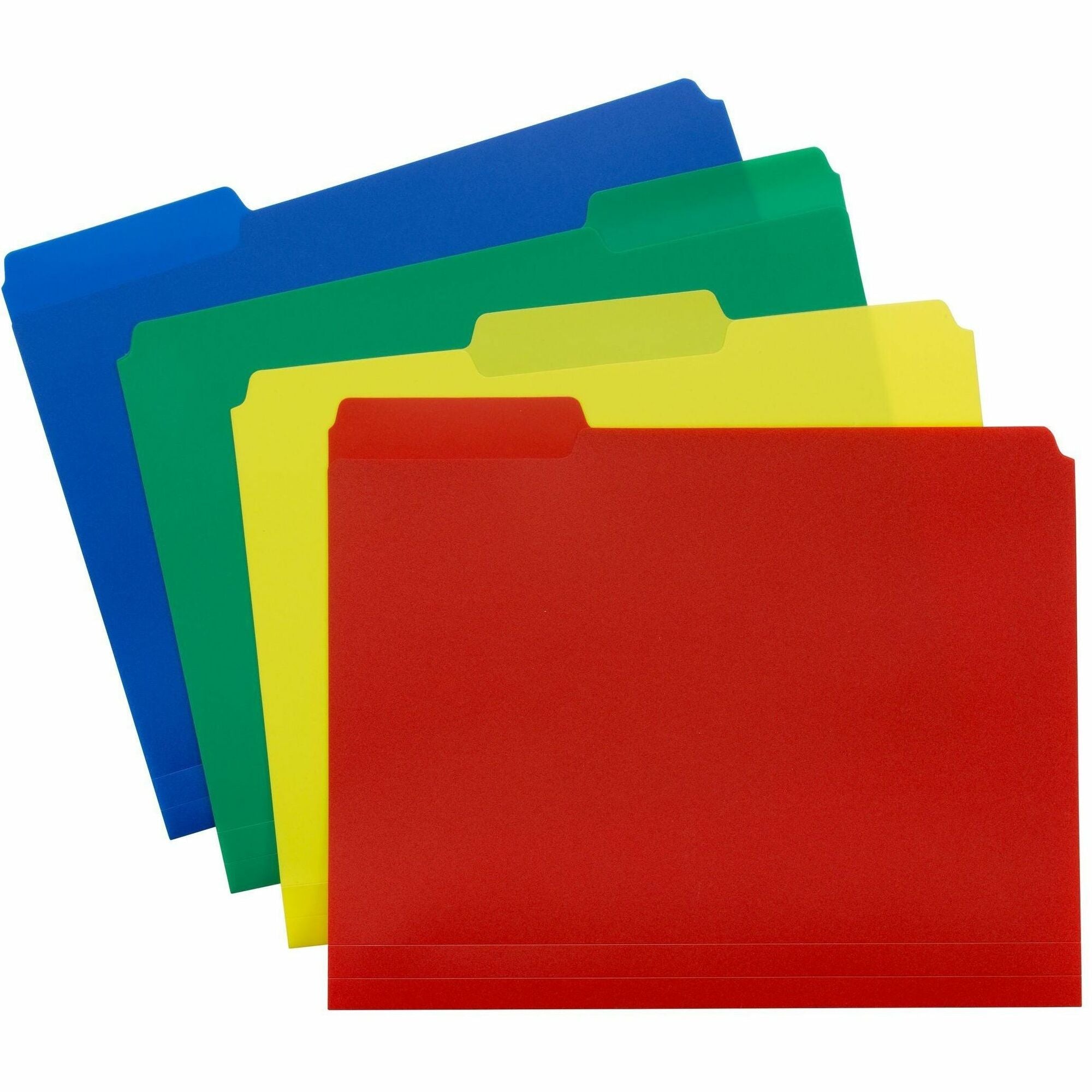 Top Tab Poly Colored File Folders, 1/3-Cut Tabs: Assorted, Letter Size, 0.75" Expansion, Assorted Colors,12/Pack