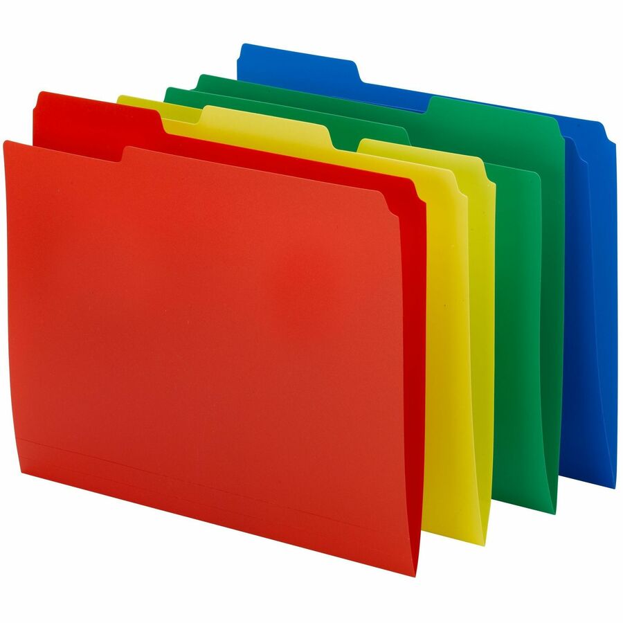 Top Tab Poly Colored File Folders, 1/3-Cut Tabs: Assorted, Letter Size, 0.75" Expansion, Assorted Colors,12/Pack