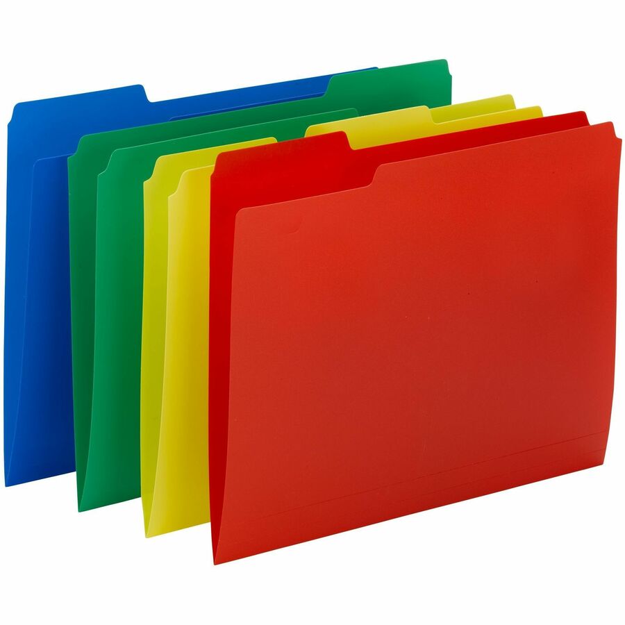 Top Tab Poly Colored File Folders, 1/3-Cut Tabs: Assorted, Letter Size, 0.75" Expansion, Assorted Colors,12/Pack